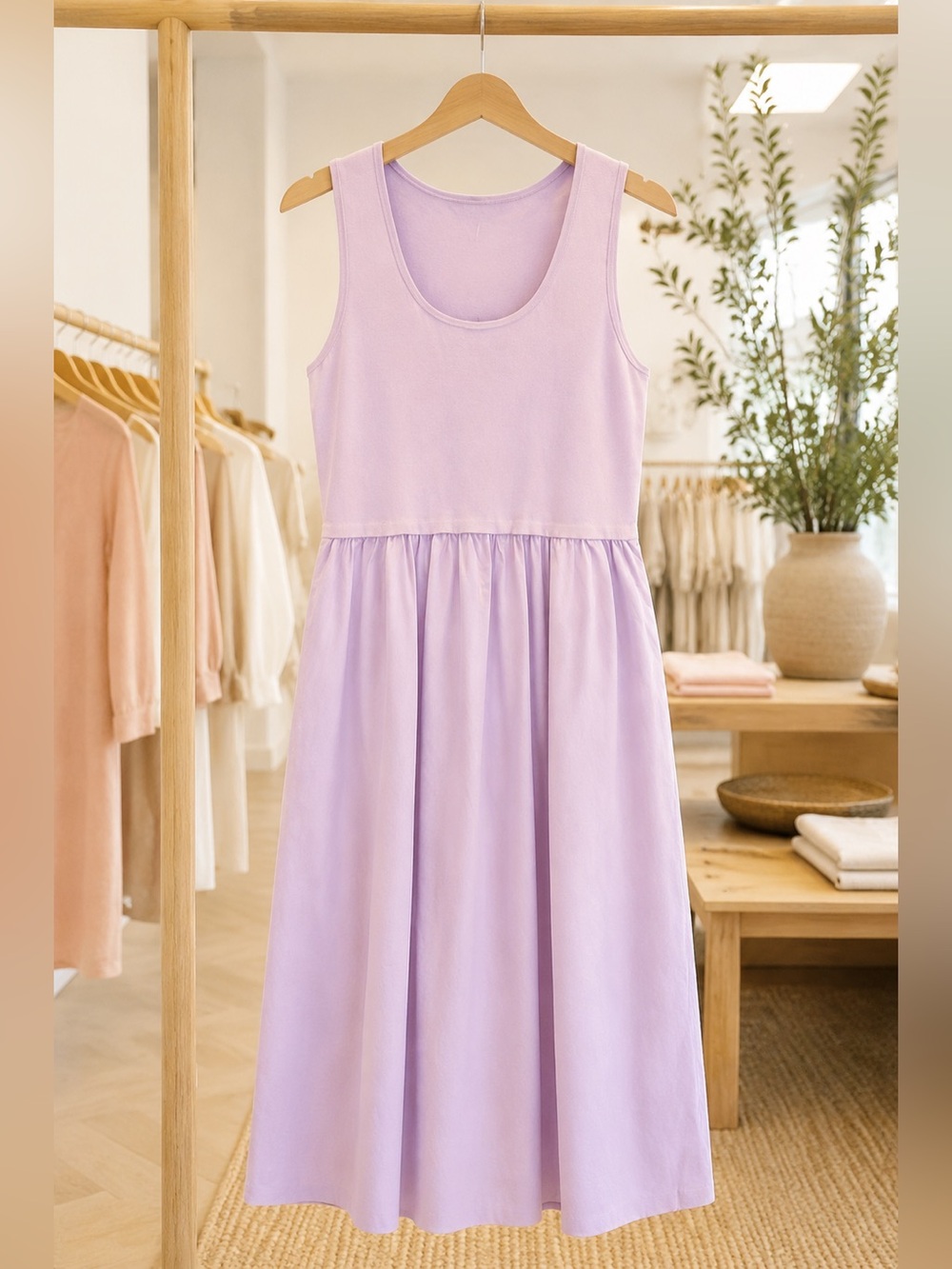 Lilla P Lilac Sleeveless Midi Dress mixed media lilac XL